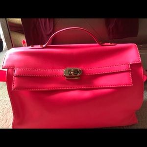Neon pink satchel purse bag